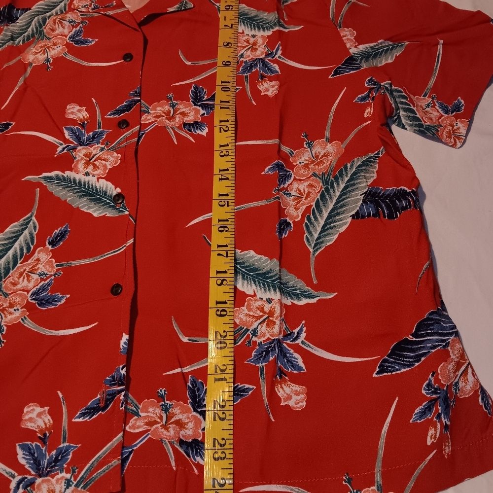 Tommy Bahama Red and Blue Casual Button Down Shirt - Picture 4 of 9